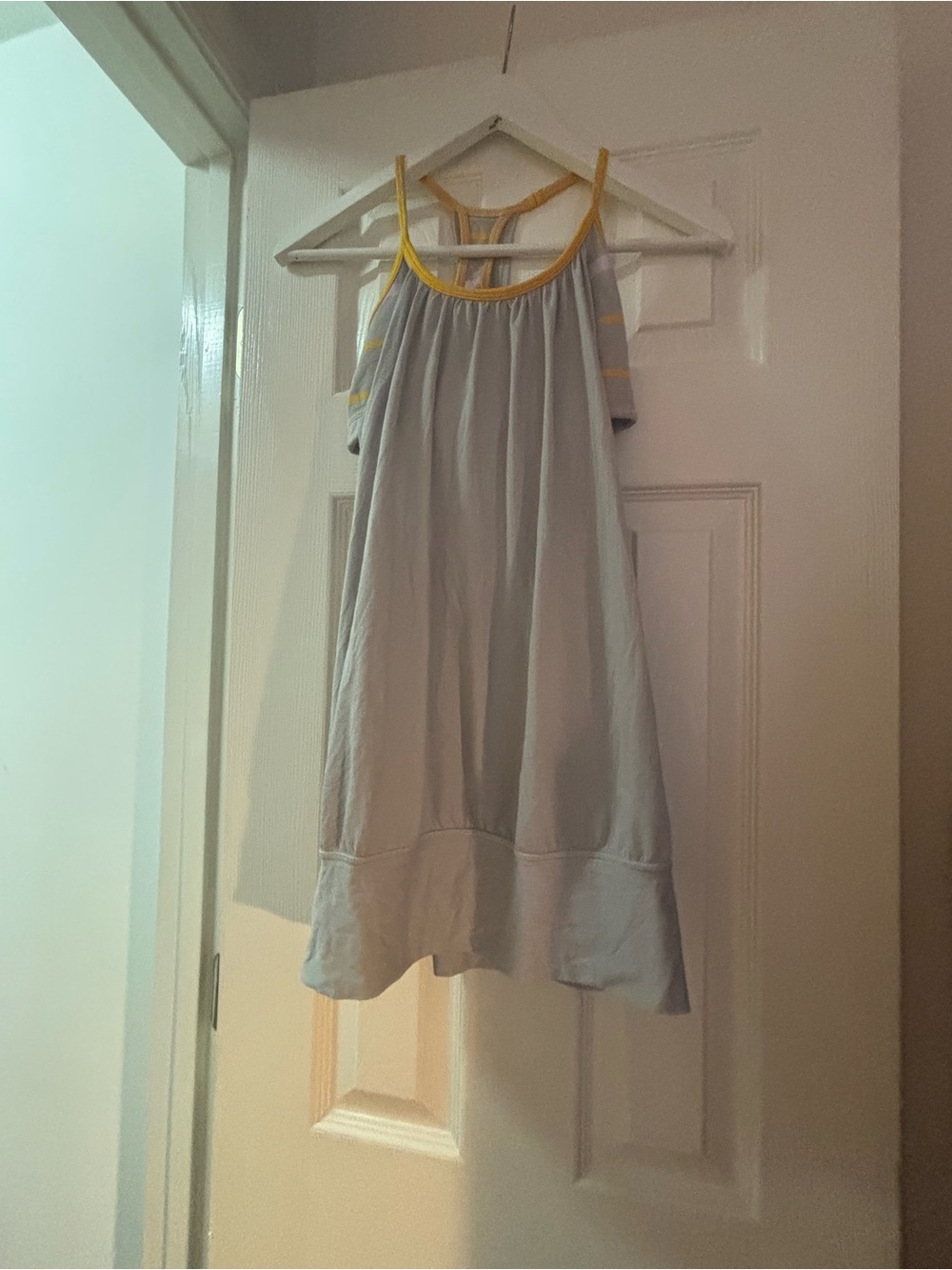 Lululemon Light Gray Tank with Yellow Trim and built in bra